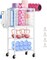 Modern Home Gym Weight White Rack with Wheels & Storage Hooks – 3-Tier Organizer for Dumbbells, Resistance Bands, Yoga Mat, and Fitness Accessories